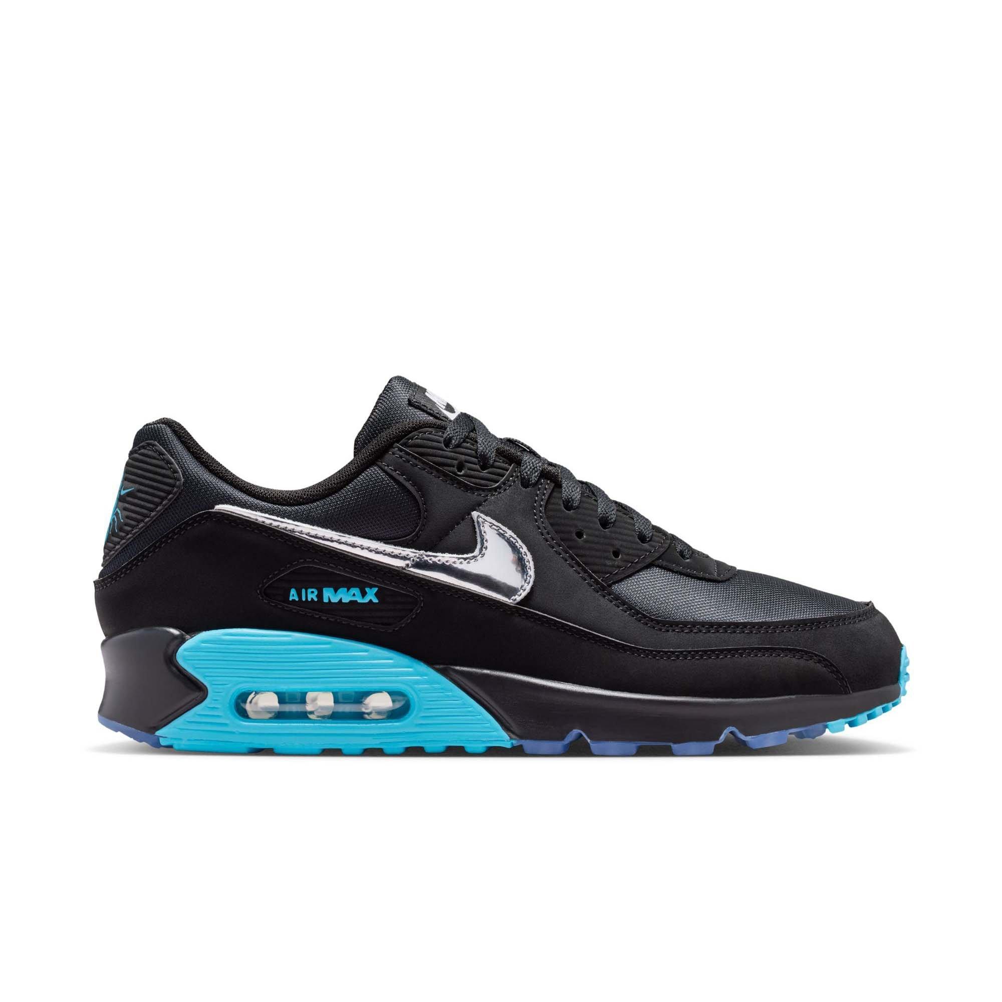 Nike Air Max 90 Premium "Black/Chrome/Gamma Blue/Ice" Men's Shoe - BLACK/BLUE